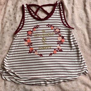Girls Striped Tank Top with Glitter Design